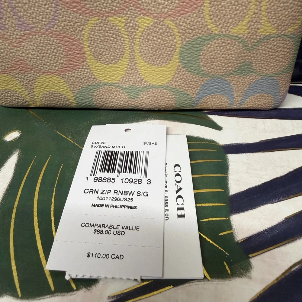 Coach Pastel Rainbow Corner Zip Wristlet NWT